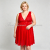 320N-Red-2 Red Plus Size Lace Babydoll Nightie - V-Neck Sheer Mesh Lingerie Dress for Women South Africa by Bodylicious Lingerie