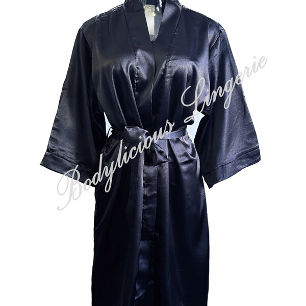 Classic Plain Satin Gown – Black, M