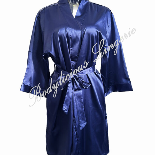 Classic Plain Satin Gown – Navy, 2XL