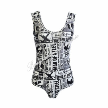 Newspaper Print Nylon Swimwear