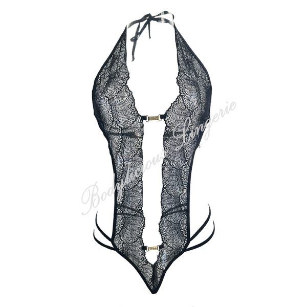 Embellished Crothless Lace Bodysuit