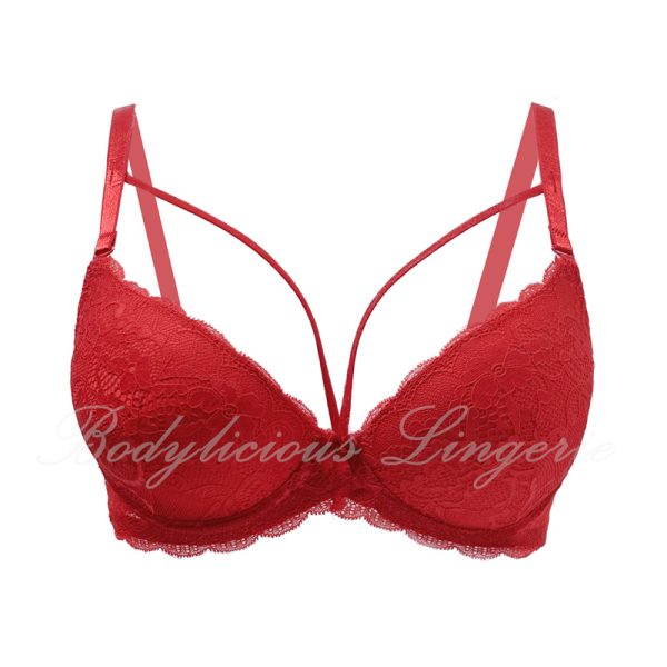 Cross-over Floral Lace Bra
