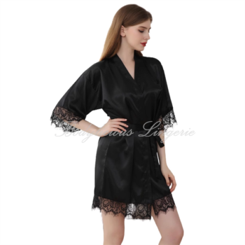 Satin Gown With Lace Detial