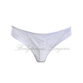 Cross-Front Floral Lace Panties with Mesh Pattern