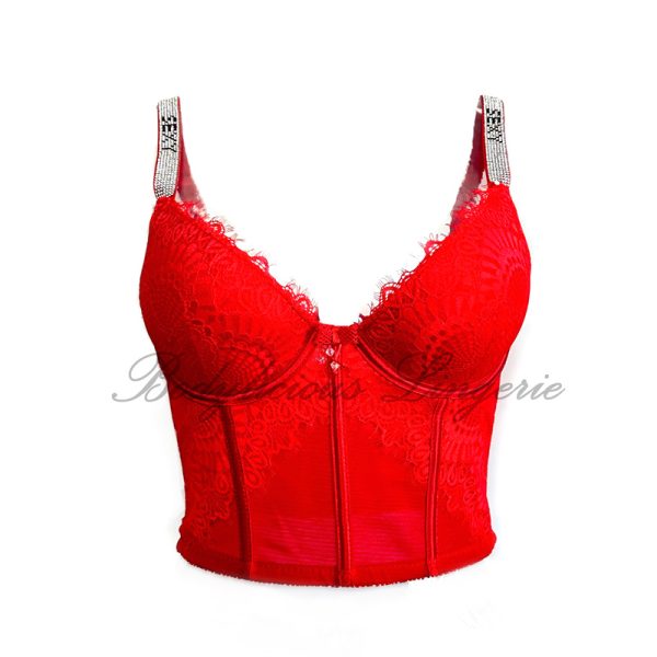 Floral Lace Water Diamond Strap Push-Up Bra