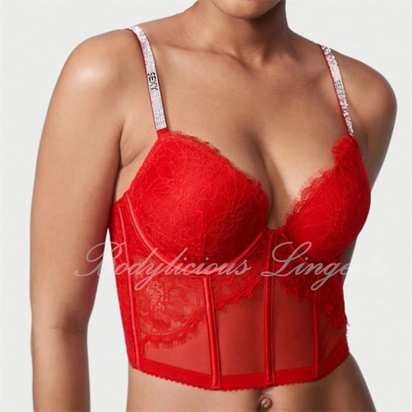 Floral Lace Water Diamond Strap Push-Up Bra