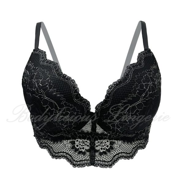 Silver Thread Embroidery Lace Bra