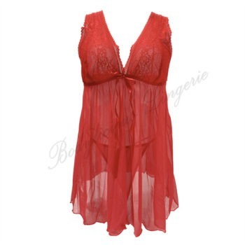 Sheer Lace Nighty With G-string