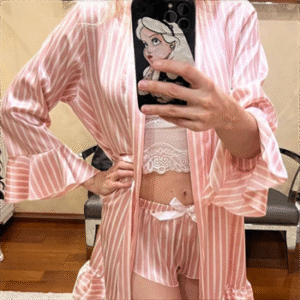 Stripes Satin Lounge Pink Set photo review