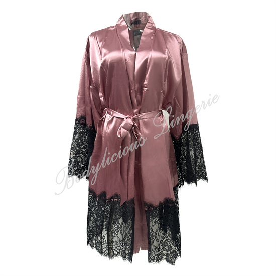 Satin Gown With Long Lace Detial