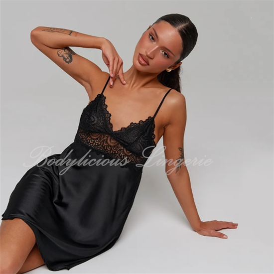 Satin Nightdress With Lace