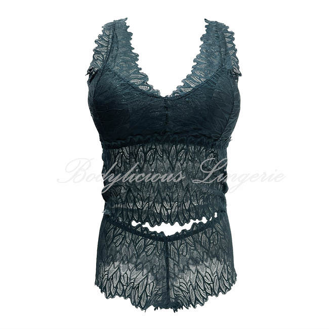Lace Lingerie Top & Short Set-LS271-Teal