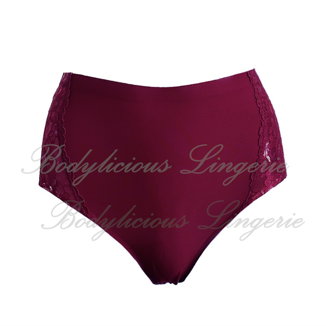 Seamless-Panty-With-Lace-871033P-Maroon