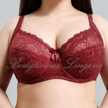 D/E Cup: Floral Lace Full-Coverage Bra
