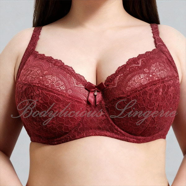 D/E Cup: Floral Lace Full-Coverage Bra