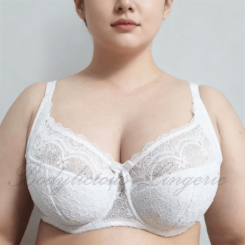 D/E Cup: Floral Lace Full-Coverage Bra