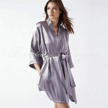 Lavender Gray Satin Robe