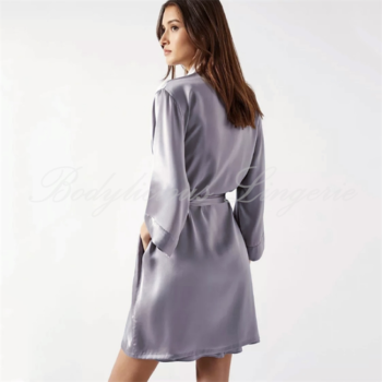Lavender Gray Satin Robe