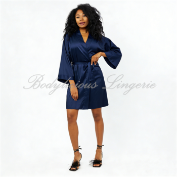 Navy Satin Robe