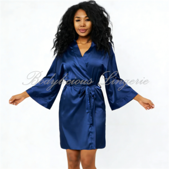 Navy Satin Robe