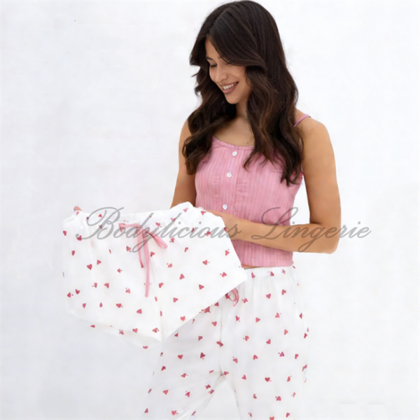 Heart Print Cami 3pcs Set