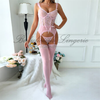 Lace Corset Garter Set with Stockings