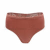 9902P-Coral Terracotta Mid-Rise Back Lace Briefs by Bodylicious Lingerie