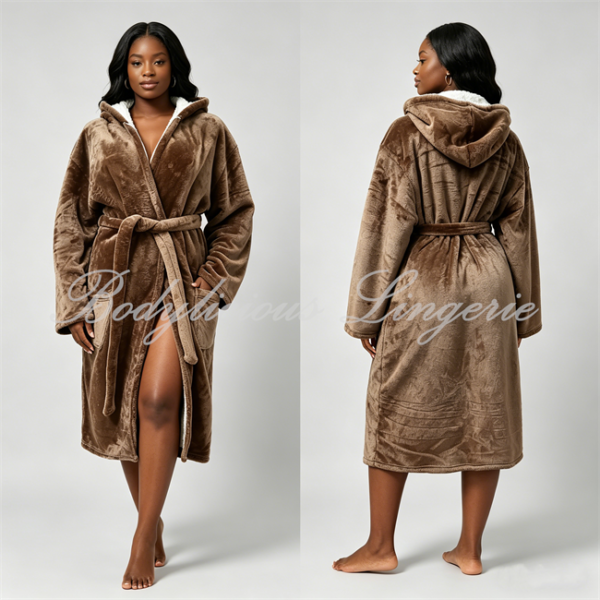 Velvet Hooded Fleece Winter Robe