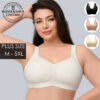 8808D Bodylicious plus size wireless seamless comfort bra sizes M-5XL, soft full support wire-free everyday bra available in black, nude and white