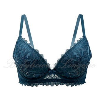 B/C Cup: Lace Underwire Bra With Rhinestone Detail