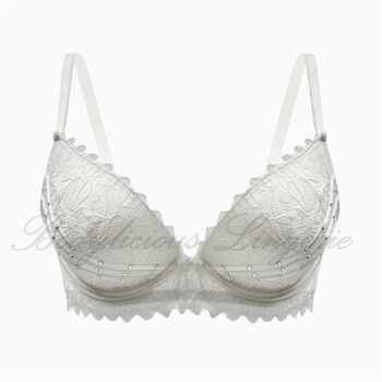 B/C Cup: Lace Underwire Bra With Rhinestone Detail