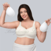8808D-White-2 8808D-White-2:Model holding removable padding inserts for white plus size wire-free support bra