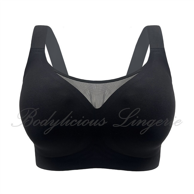 Wide Strap Full Cup Support Bra Black