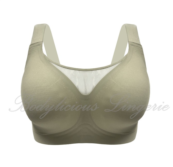 Plus Size Wireless Full Coverage Bra Olive Green Bodylicious Lingerie