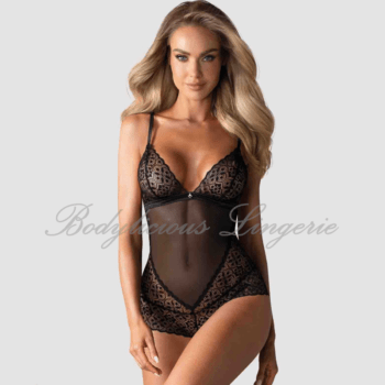 Floral Lace Crotchless Teddy Bodysuit