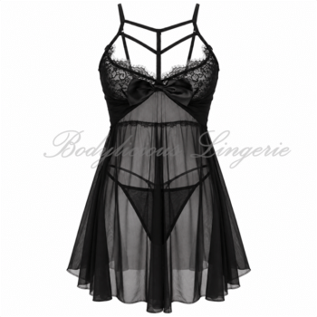Lace Strappy Babydoll Lingerie Set