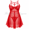 2303N-Red Lace Babydoll Lingerie Set 2303N Red Front