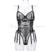 Black Floral Embroidered Teddy Product View