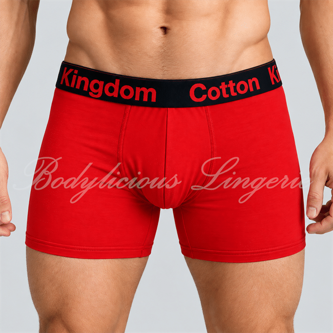 6907Men-Red-1 Men's Cotton Boxer Briefs 6907P Red